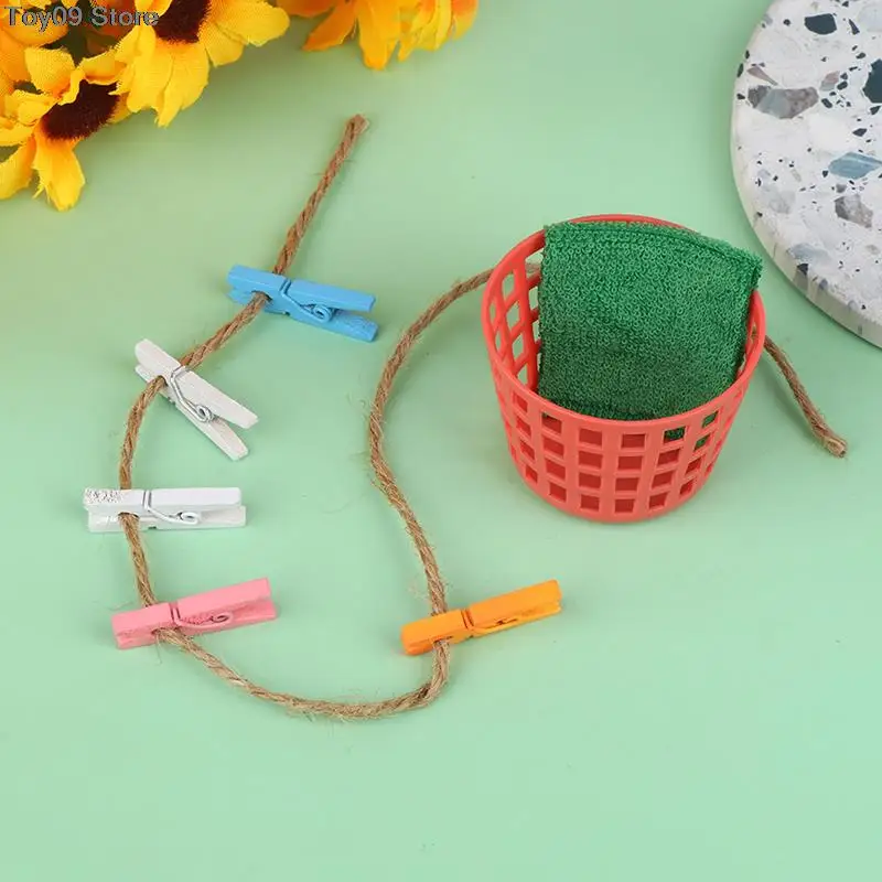 

1 Набор миниатюрная корзина для хранения для кукольного домика, зажим для полотенец, модель «сделай сам», аксессуары для декора мебели, игрушки