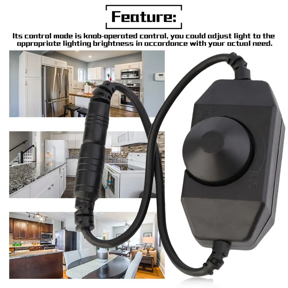 

12V DC PWM Manual Knob LED Dimmer Switch With Button Light Dimmer Cord Wire Modulator Controller for LED Strip Light