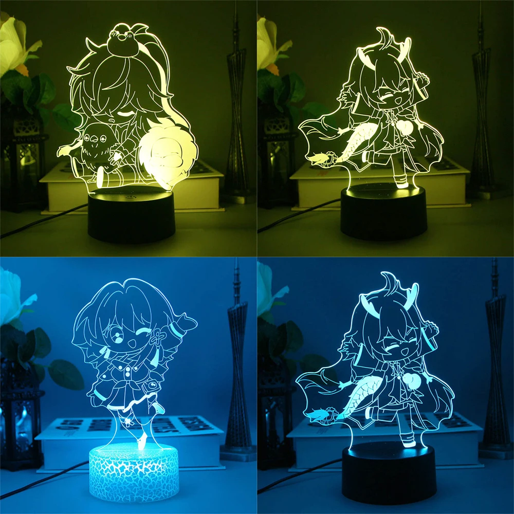 

New Honkai Star Rail Figure Night Light 3d Led Night Light Jingyuan Bailu March 7 Creative Table Lamp Toy Children Decoration Gi