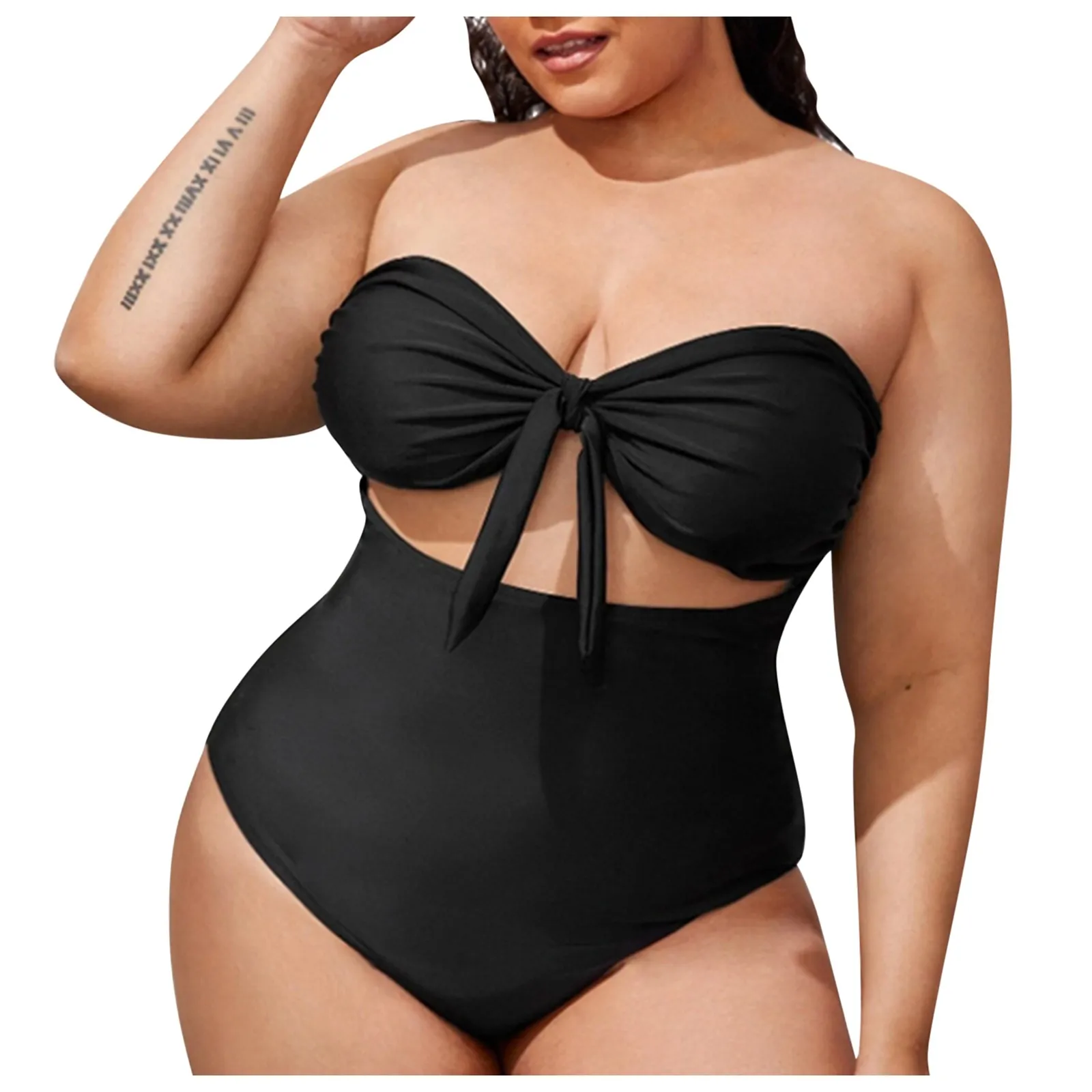 

Однотонное модное большое женское бикини с бантом, один купальник, сексуальная купальная одежда, комплект танкини, купальники, мини-бикини