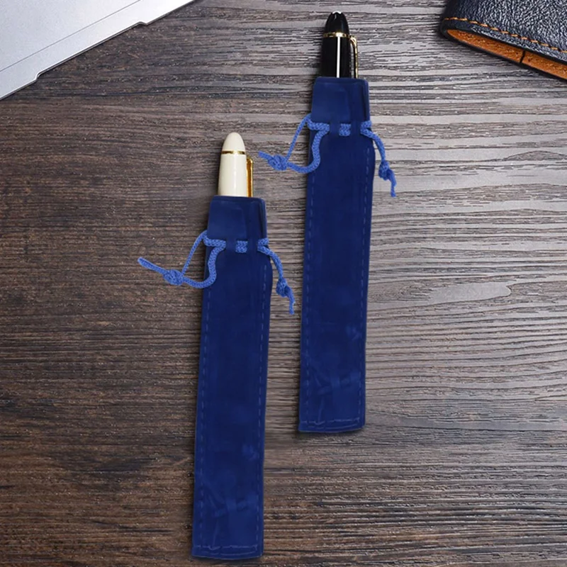 

50 Pcs Blue Velvet Pen Pouch Sleeve Holder Single Pen Bag Case Pencil Bag