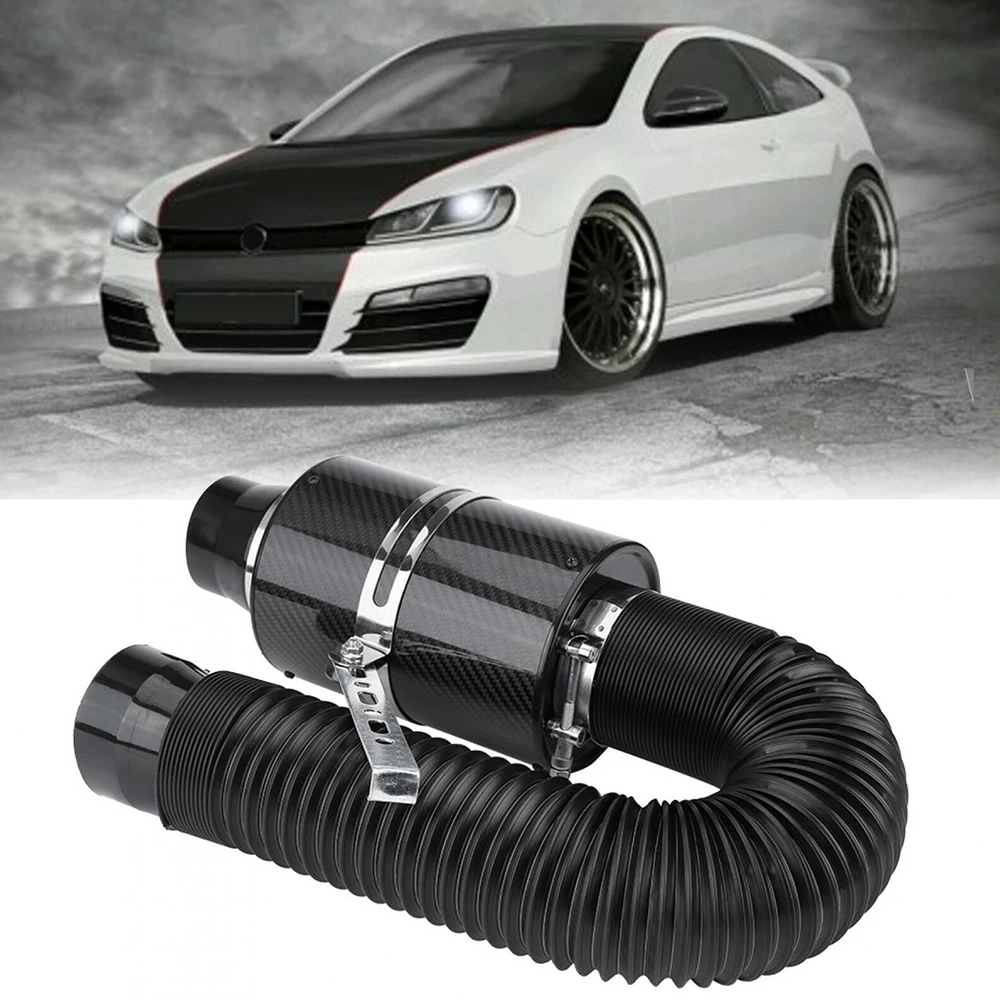 

Air Intake Induction Kit Car Cold 76mm Accessories Auto Carbon Fiber Black