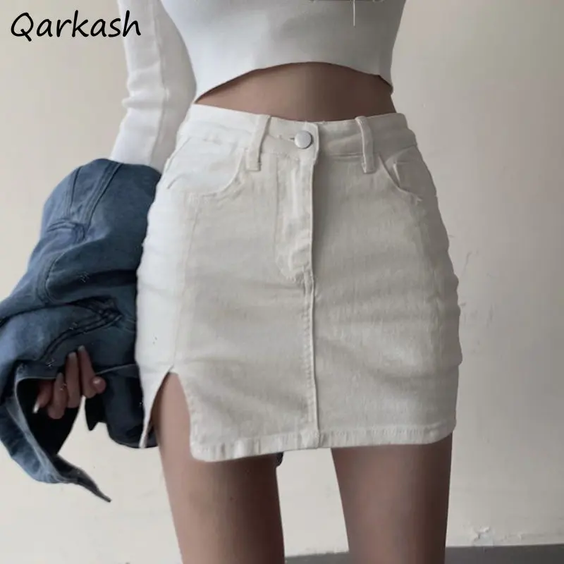 

5 Colors Skirts Women Denim Side-slit Mini Irregular Summer High Waist Slim Hotsweet All-match Tender Casual Ulzzang Fashion New