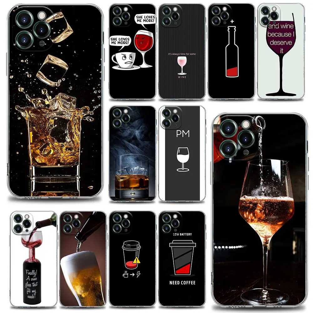 Coffee Wine Cup Life Clear Phone Case for Apple iPhone 11 12 13 Pro 7 8 SE XR XS Max 5 5s 6 6s Plus Soft Silicone Case