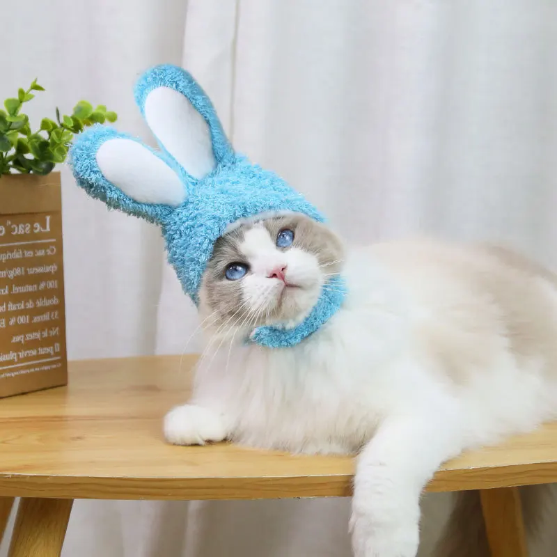 

Cat Headgear Bunny Drag Hat Cat Dog Headwear Costume Performance PhotoProps Cute Funny Pet Hat Rabbit Ears Cosplay Warm Hood