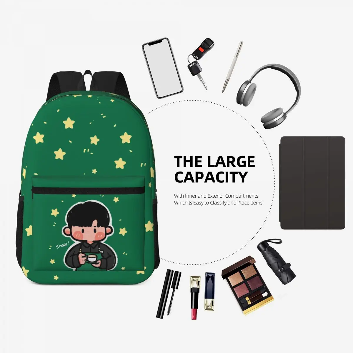 Starbucks-Green Star Comic Модный и модный удобный прочный студенческий рюкзак