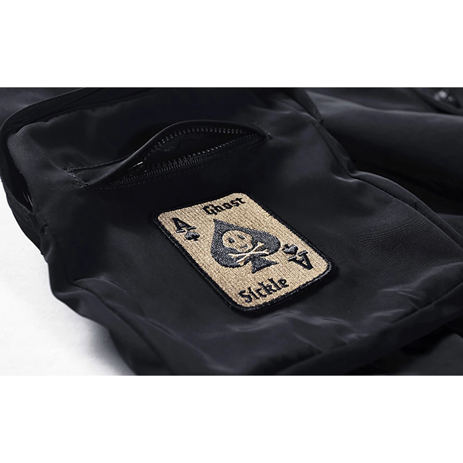 Куртка-бомбер Techwear мужская с вышивкой бог смерти бейсбольная уличная одежда в