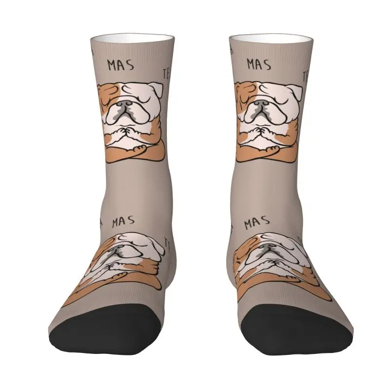 

Funny English Bulldog Yoga Dress Socks Men Women Warm Fashion British Pet Dog Lover Crew Socks