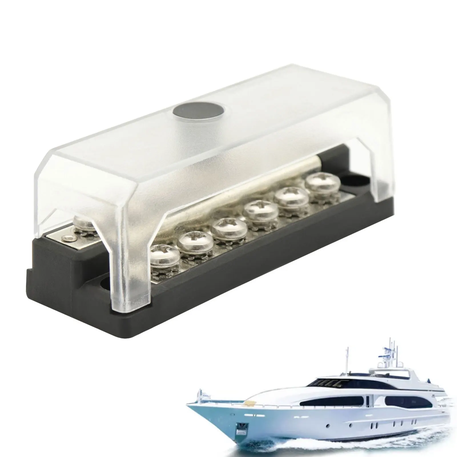 

Bus Bar Terminal Block Anti-rust Stainless Steel Screws 12V 24V 48Vdc 300Vac For Cars Boats Marine
