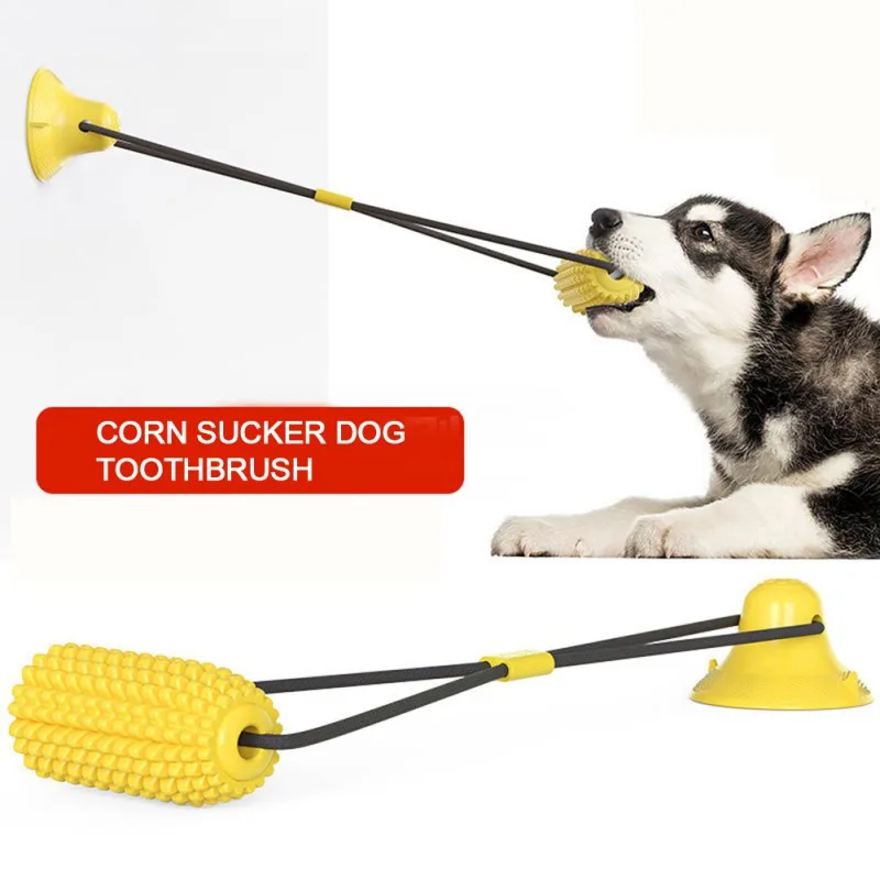 

Dog Chew Suction Cup Tug War Corn Toy Multifunction Interactive Pet Aggressive Chewers Rope Puzzle Toothbrush Molar Bite Toys