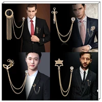 fashion mens brooch business suit pin shirt collar pin collar button tassel brooch trend fashion dress suit corsage accessories