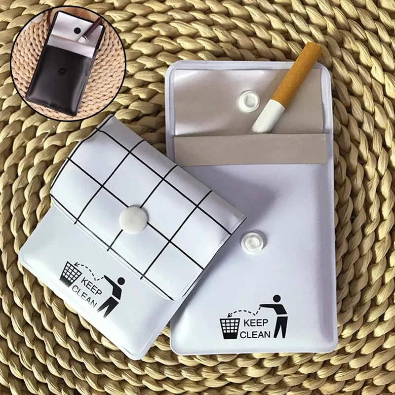 

New Portable Pocket Ashtray Bags PVC Checkered Wallet Cigarette Pack Water Proof Key Storage Cover Outdoor Travel Small Supplies