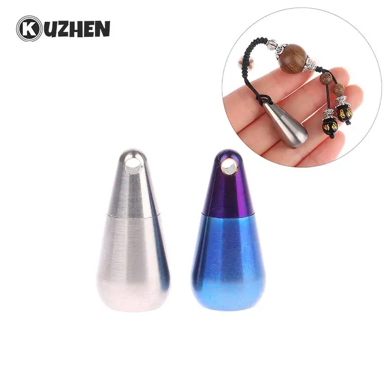 

Mini Medicine Pill Box Pure Titanium Waterdrop Pendant Small Pill Bottle Portable Waterproof Multifunctional Tablet Container