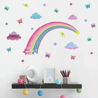 rainbow wall decals removable star butterfly heart wall sticker watercolor star rainbow wall sticker vinyl girls room decoration