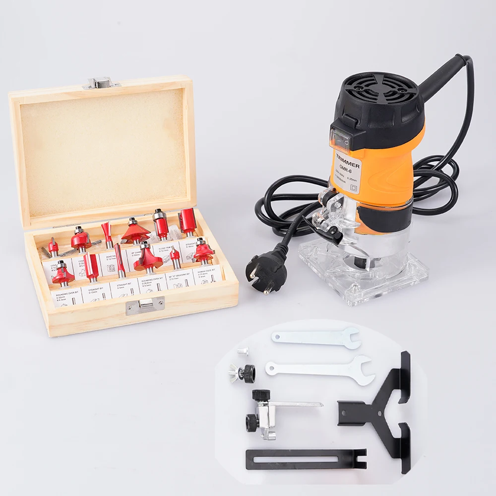 

600W 30000RPM Wood Router Machine Woodworking Electric Trimmer Hand Wood Carving Milling Engraving Tools Carpentry Cutting Tool