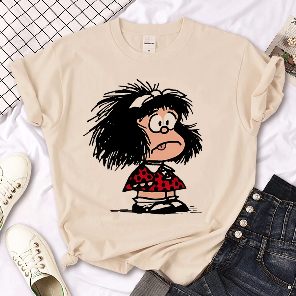 Футболки Mafalda женская японская уличная футболка с мангой для девочек одежда