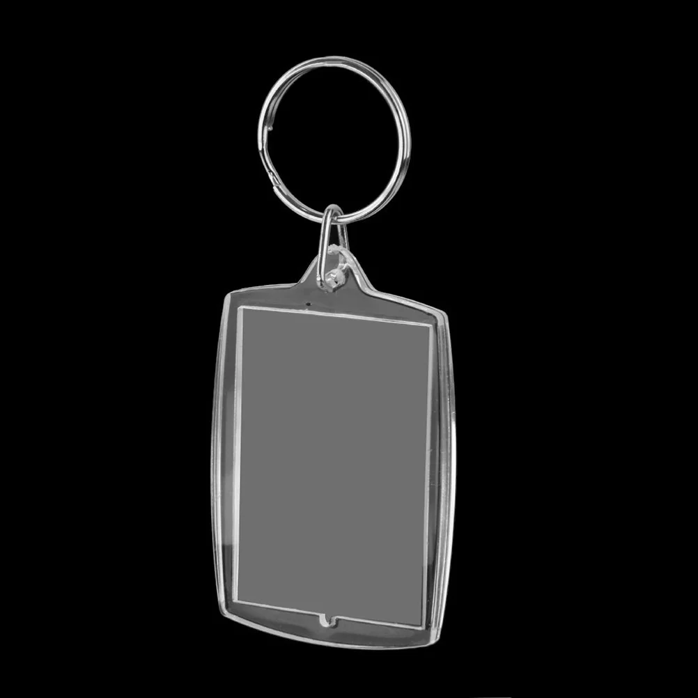 

Photo Keychain Frame Key Acrylic Transparent Keyrings Diy Holder Keyring Ring Blank Insert Snap Square Inch Circle Heart Blanks