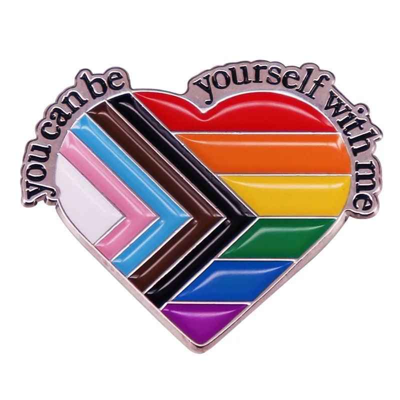 

B0221 You Can Be Yourself With Me LGBT Pride Flag Enamel Pin Rainbow Gay Brooch Jewelry Pronoun Lapel Pins Gays Accessories