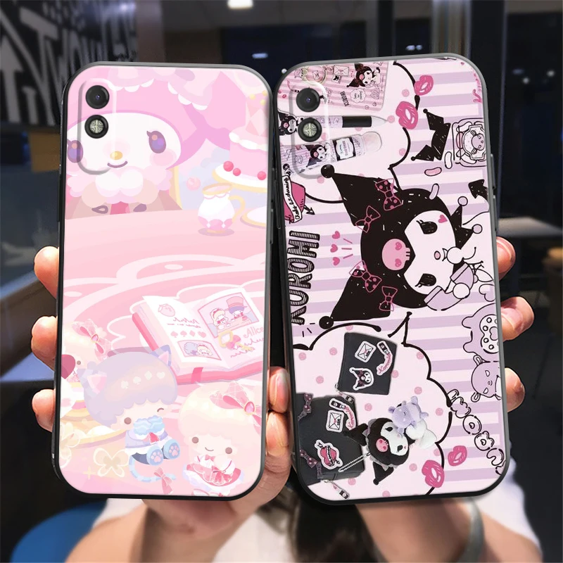 

Cute Kuromi Phone Case For Xiaomi Redmi 9 9i 9AT 9T 9A 9C 10 Note 9 9T 9S 10 10 Pro 10S 10 5G Black Back Carcasa Silicone Cover