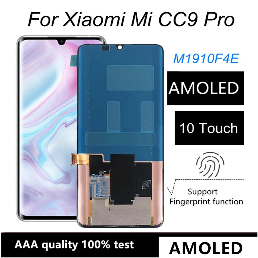 

6.47" AMOLED For Xiaomi MI Note 10 note10 Pro M1910F4E Display Touch Panel Screen Digitizer For Xiaomi note10 cc9 pro lcd
