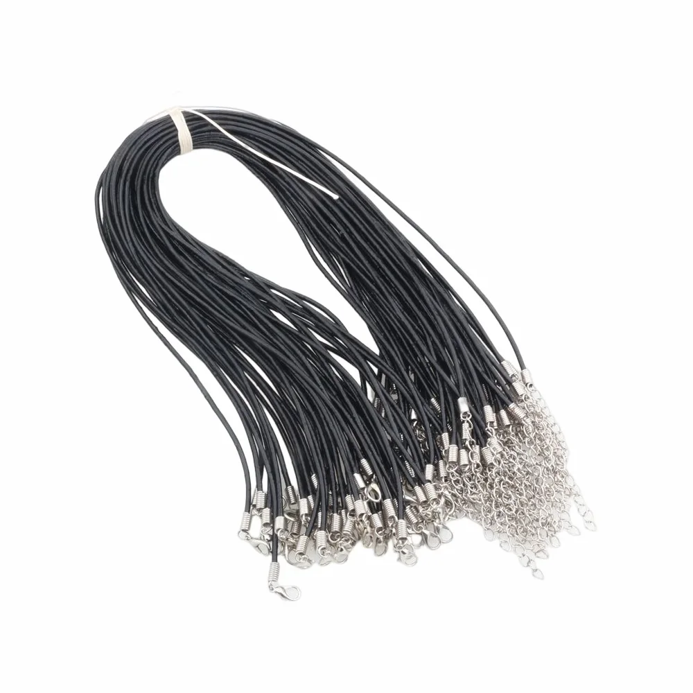 100 шт. застежка-карабин черное плетение ожерелье кожаный шнур 460x3 мм K01070