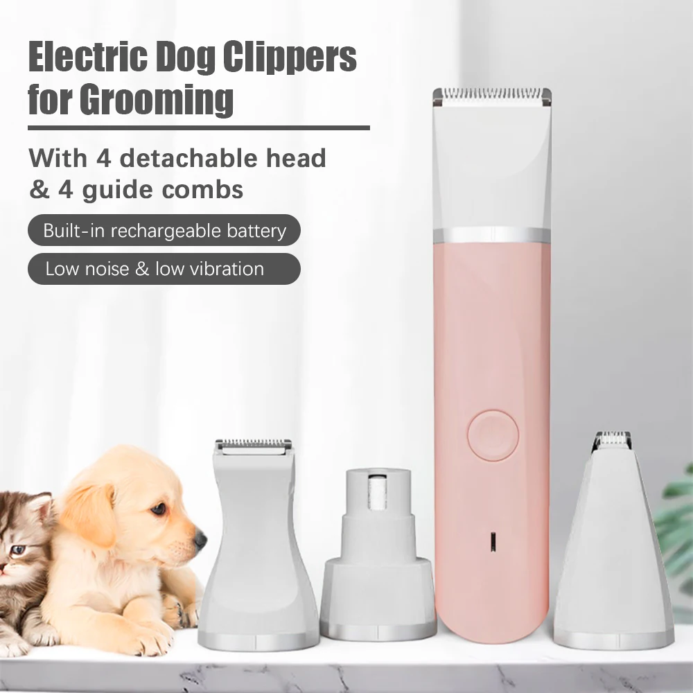 

4 in 1 Pet Electric Hair Clipper for Dog Grooming Trimmer Nail Grinder Hair Cutting Machine for Pet Shop Small Medium Cats Dogs