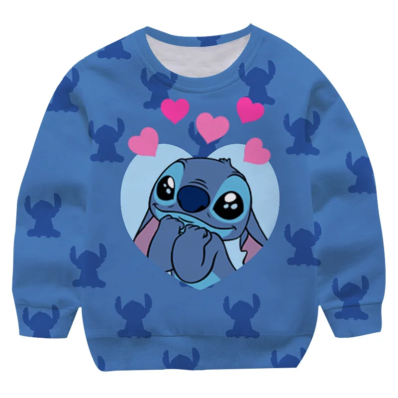 

2022 New Boys Girls Stitch Sweatshirts 1-14 Years Fashion Printing Cartoon Casual Sweatshirt Kids Stich Long Sleeve O-Neck Tops