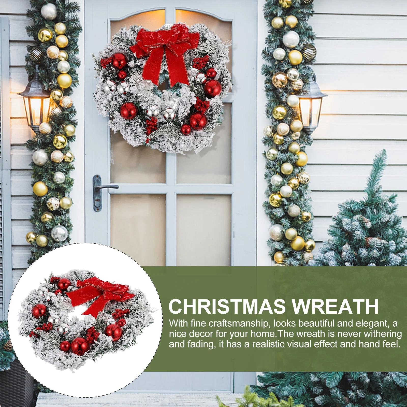 

1pc Christmas Wreath Good Nice Garland Decor Door Wreath Xmas Wreath for Home Door Home decor