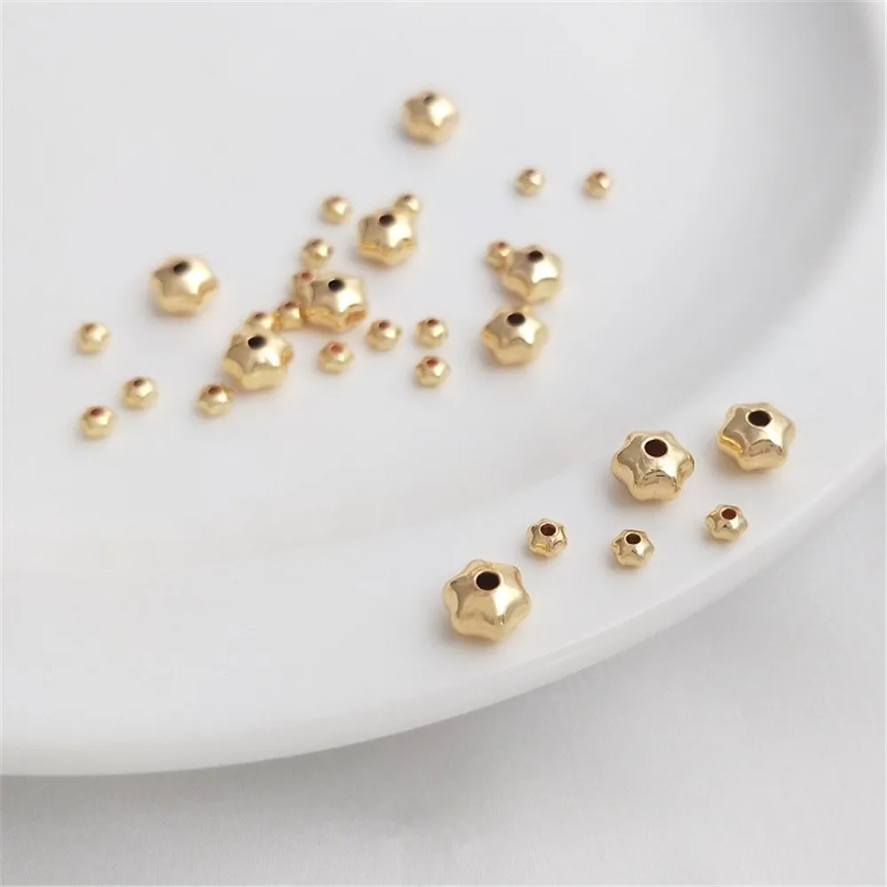 

14K Gold Filled Plated Hexawn star separated bead star flat bead loose bead handmade DIY beaded jewelry with bead materials