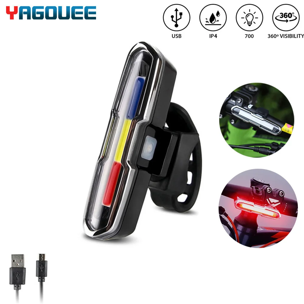

USB Rechargable Bicycle Light Led Blue Red Dual Color Temperture Waterproof Cycling Taillight Bike Light with Memory Functionv9c