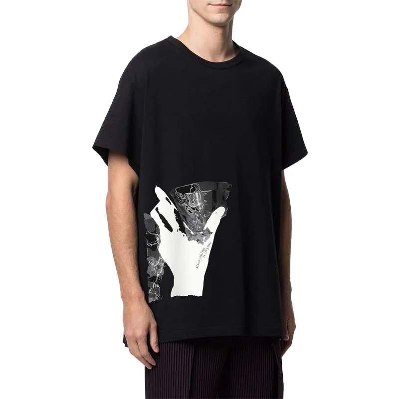 

Футболка Yohji Yamamoto Ground Y для мужчин и женщин, лимитированный выпуск, с принтом на тему четвертой годовщины, с коротким рукавом