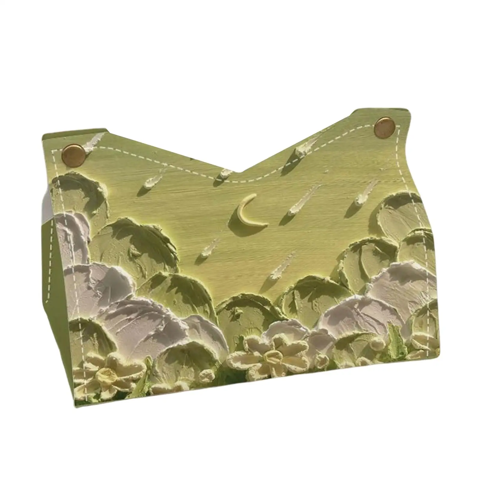 

PU Leather Paper Napkin Holder Case,Storage Box Dispenser,Oil Painting Chic Tissue Box Cover for Living Room Pub Car Home Decor