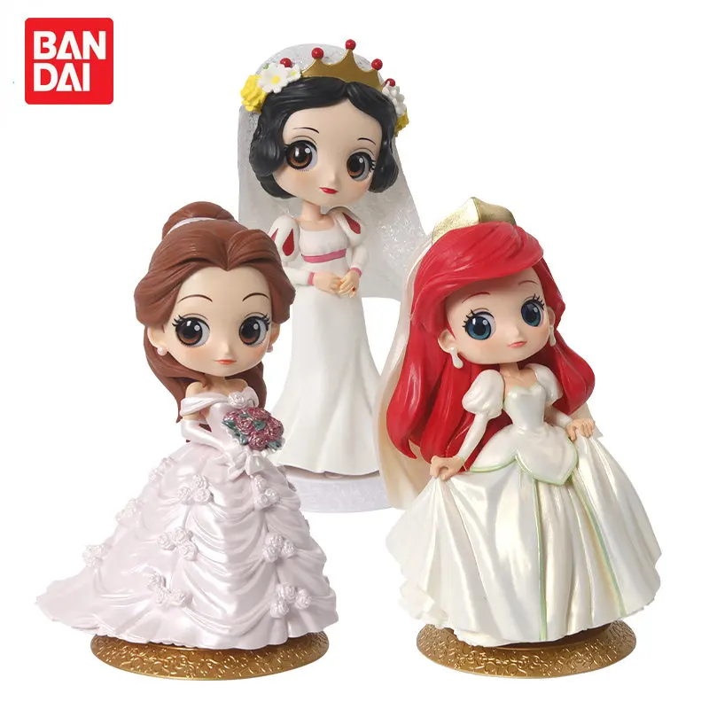 

Bandai Original Model Qposket Disney Princess Wedding Edition Ariel Belle Snow White Action Figure Toys Gifts for Children