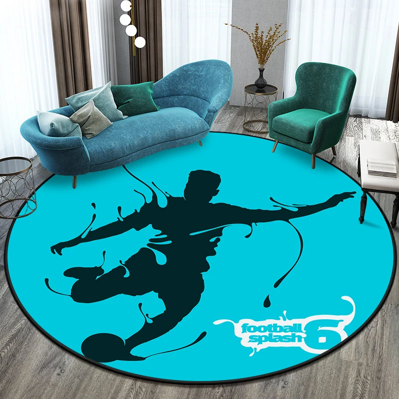 Football Silhouette Round Carpet for Living Room for Children Floor Circle Rug Yoga Mat Bedroom Esports Chair Mat Dropshipping