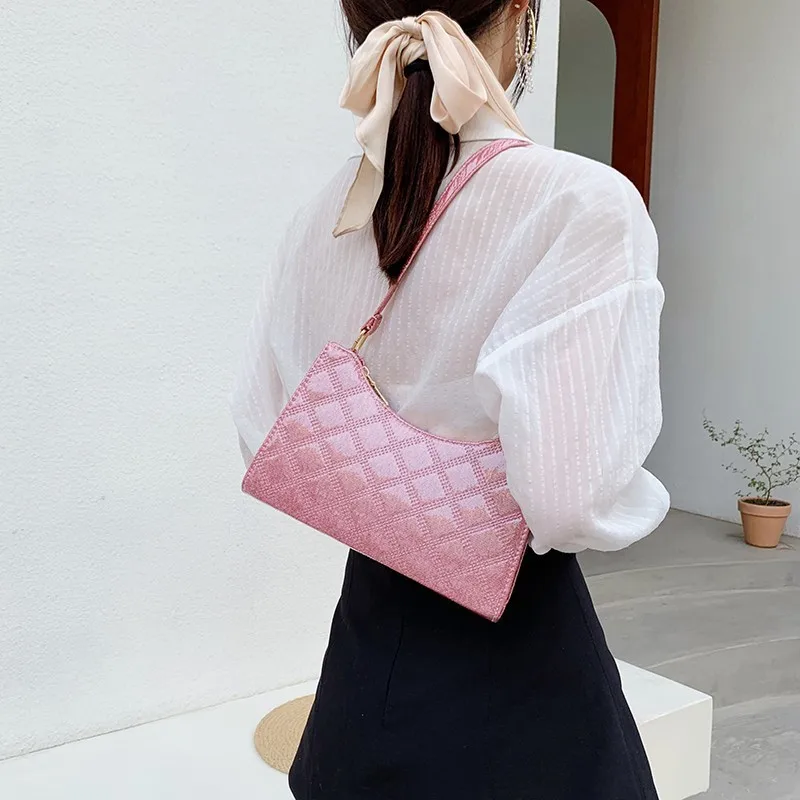

Women's Shoulder Bag Rhomboid Pattern Square Glossy Luxury Leather Handbags Wholesale 2021 New Elegant Charm Female Bags
