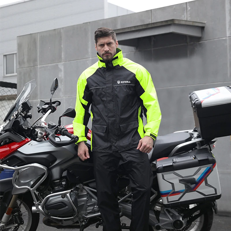 Fashion Men Motorcycle Raincoat Suit Waterproof Reflection Moto Raincoat Rain Coat Jacket Pants Motorbike Outdoor Raincoat Suit enlarge