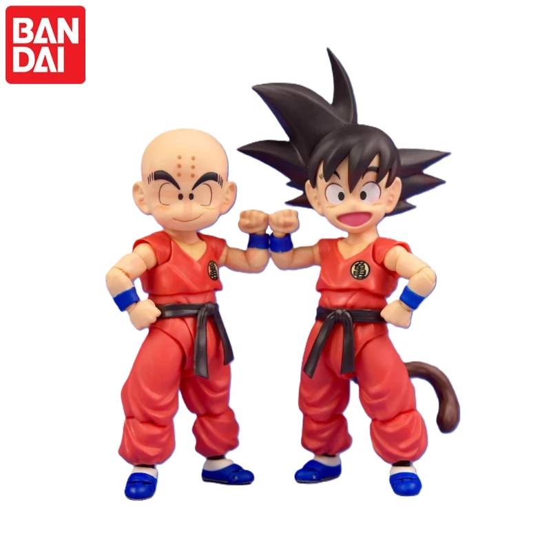 Фото В наличии, 100% оригинал BANDAI Dragon Ball Z S.H.Figuarts: Фигурка Сон Гоку и Криллина (старые друзья), коллекционная модель, подарки №2