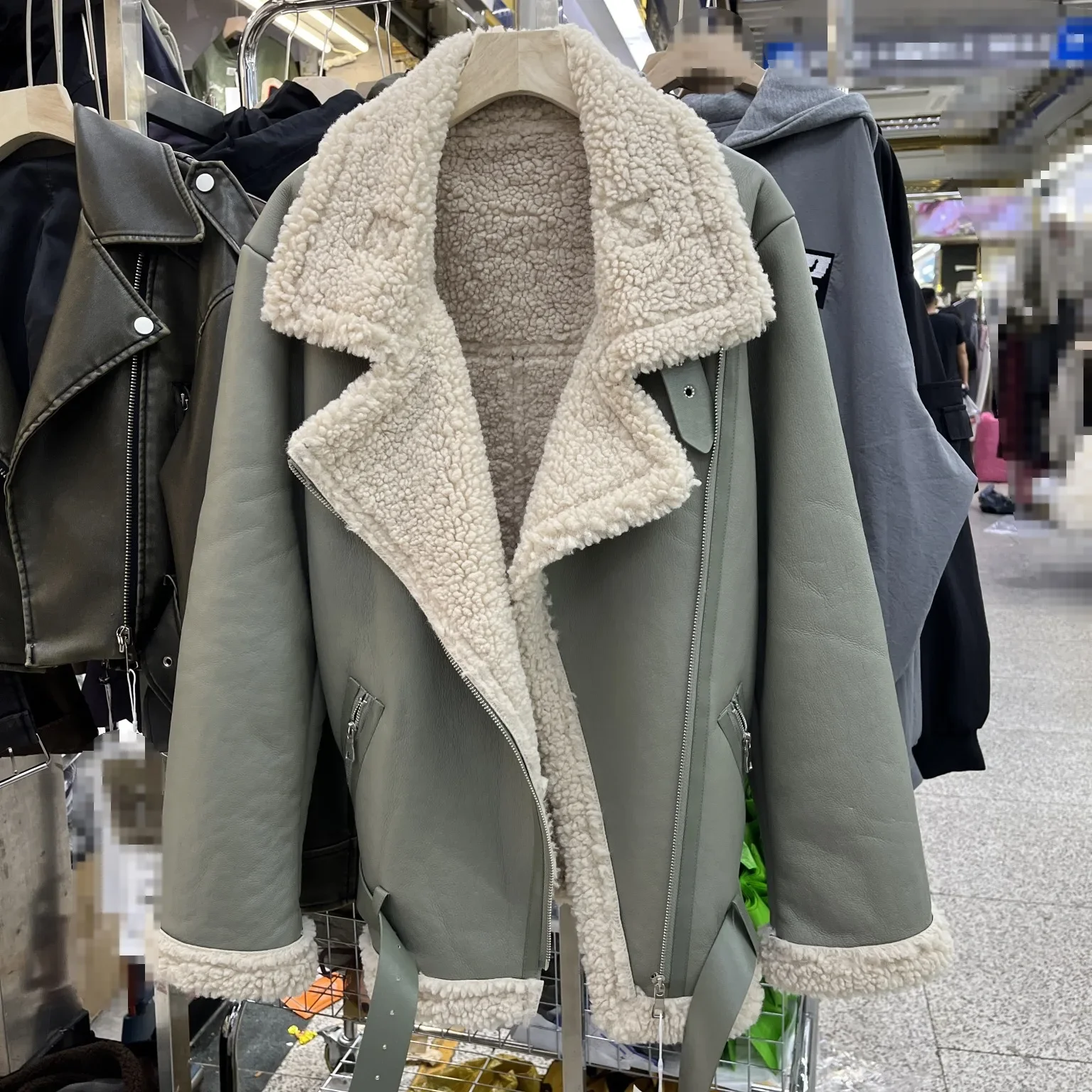 Осень 2023 новая модная куртка из искусственного меха овечьей шерсти байкерское