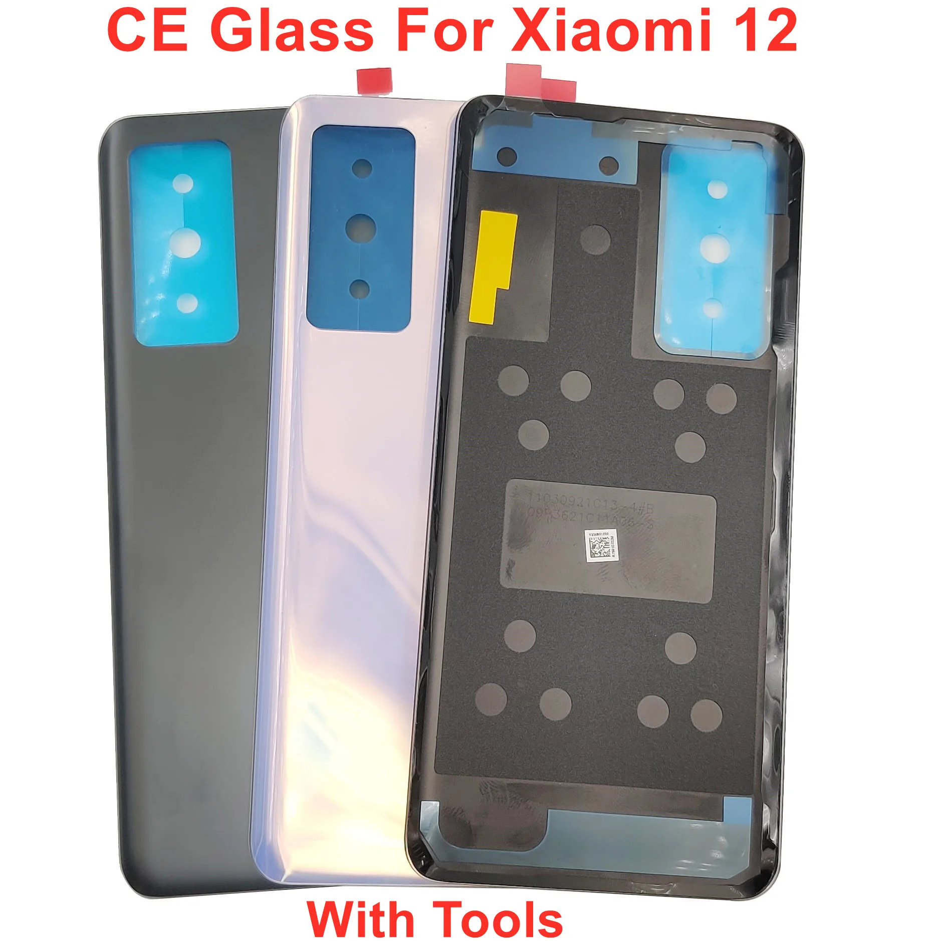 

CE Glass For Xiaomi Mi 12 12X Battery Cover Hard Back Glass Lid Door Mi 12 5G Rear Housing Panel Case + Original Adhesive Glue