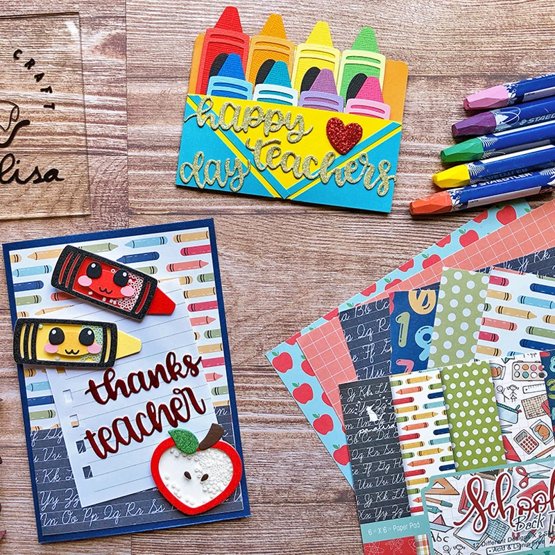 Panalisacraft Teacher's Day Crayon Cutting Dies Stencils for DIY Scrapbooking Album Decorative Embossing DIY Paper Craft Cards
