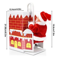 Santa Claus Climbing Chimney Toy Christmas Fireplace Musical Ornament Home Office Tabletop Decoration