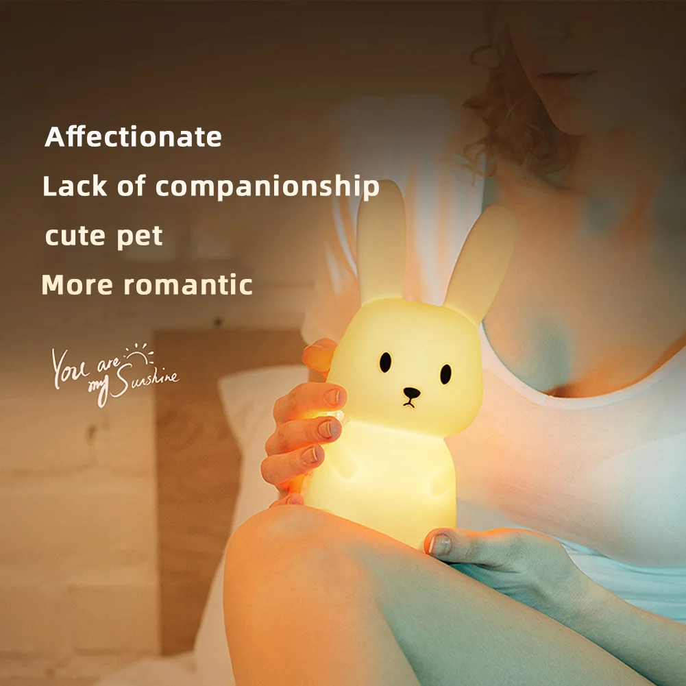

Cute Bunny Night Light Portable Soft Night Light For Children Boys Girls