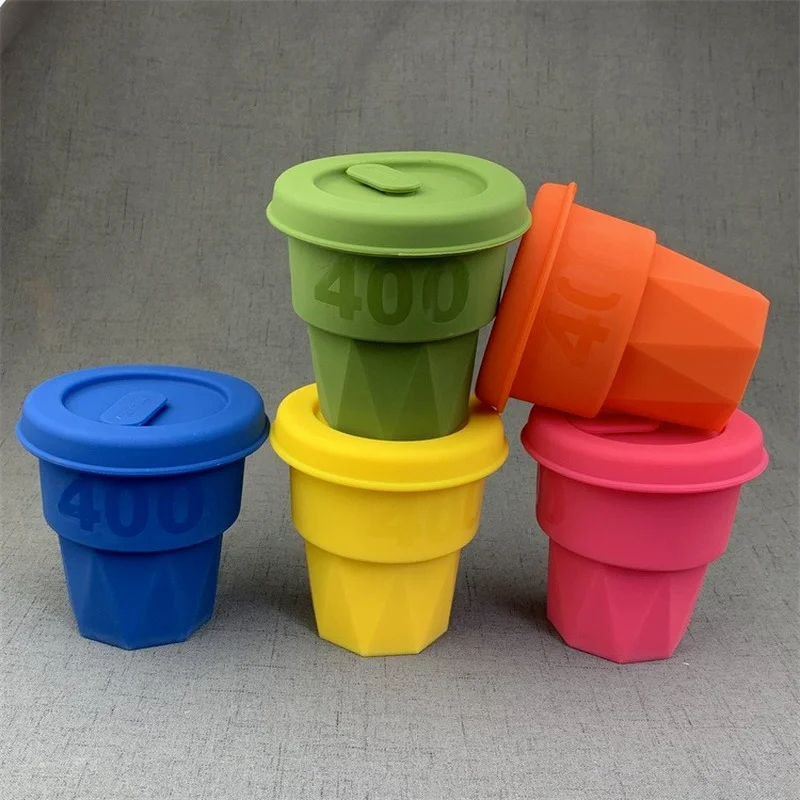 

Trendy Mouth Cup Thickened Full Silicone Straw Coffee Children's Water Cup Anti-fall Portable 400ml Outdoor Creative Travel Cup