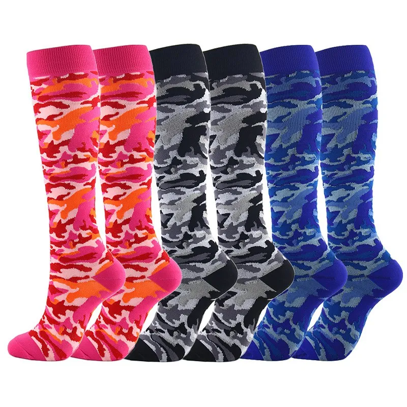 3pcs Printing Unisex Outdoor Keep Warm Varicose Veins Socks Running Sweat Absorption Compression Socks Sports Pressure Socks