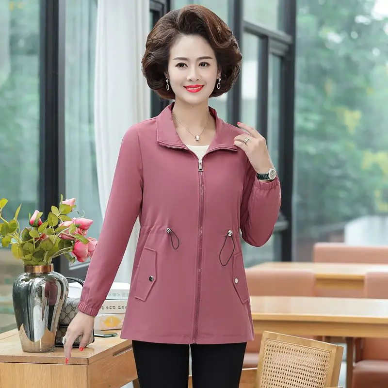 

Women Fashion 202 New Spring Autumn Korean Pocket Zipper Coats Vintage Casual Solid Loose Long Sleeve Jackets Outwear Z01