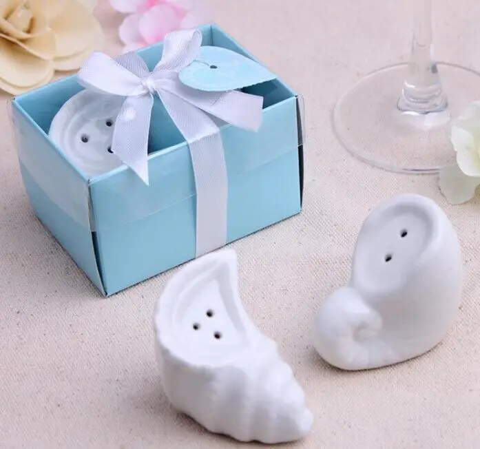 Свадебные сувениры морская улитка соль и перечница 10 шт./партия Свадебный