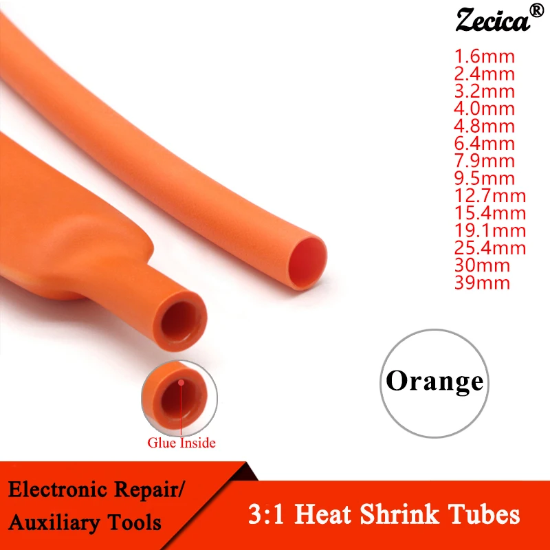 

1 ~ 20 м 3:1 термоусадочная трубка с клеем оранжевого цвета, диаметр 2,4 ~ 30 мм, термоусадочная трубка с двойными стенками и полиолефиновой изоляцией с клейкой подкладкой