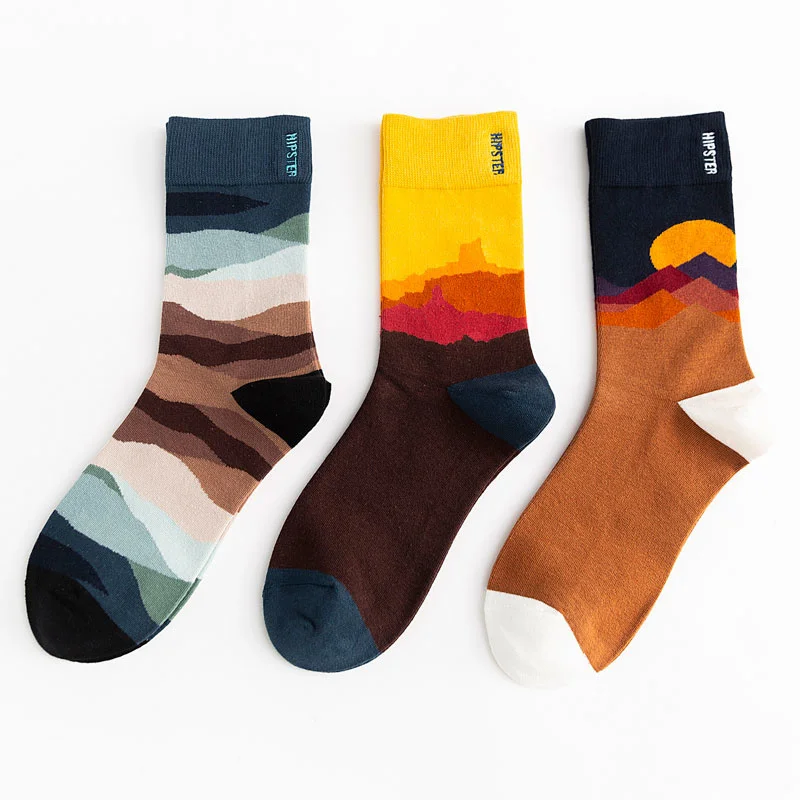 

Unisex Painting Style Men Socks 100 Cotton Harajuku Colorful Full Socks Men 1 Pair Gifts Size 36-44