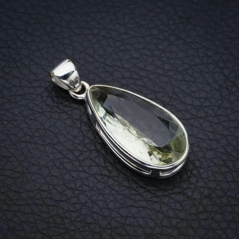 

StarGems Green Amethyst Handmade 925 Sterling Silver Pendant 1.5" F4022