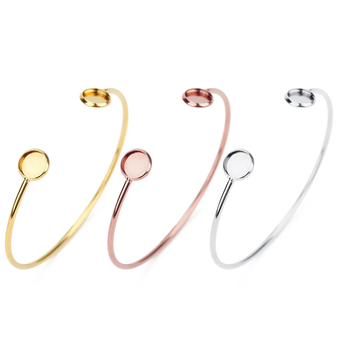 

2 шт./Лот, основание для браслета из нержавеющей стали с кабошоном, Безрамная заготовка, подходит для ювелирных изделий «сделай сам» 8 мм, акс...